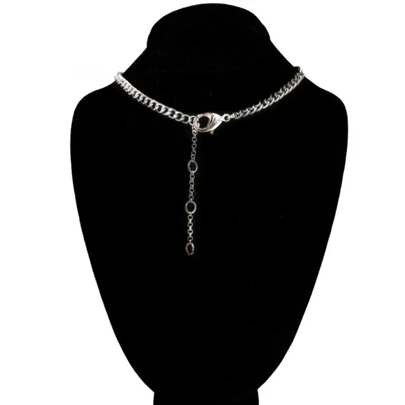 NEW - Carmen Silver Geometric Link Drop Lariat Y-Necklace 16โ- 18โ - Picture 2 of 2